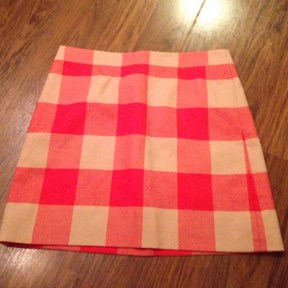 J. Crew Red and Tan Buffalo Plaid Skirt